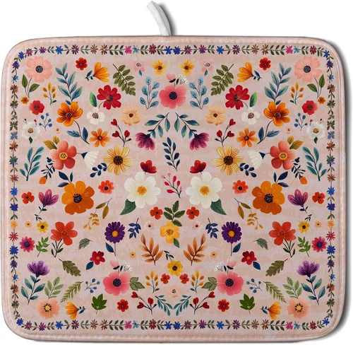 Vista 64 de Alfombrilla de secado de platos para encimera de cocina pequeña absorbente de café de otoño Alfombrilla de secado de microfibra de bosque de otoño