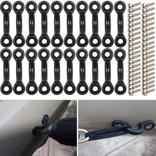 Vista 4 de Kit de almohadillas para kayak, 10 trabillas elásticas de nailon para cubierta con 20 tornillos para lancha, kit de aparejo de cubierta de kayak