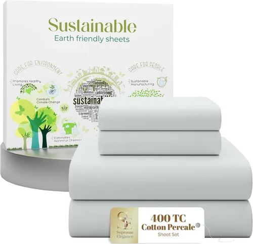 Vista 12 de Purity Home - Juego de sábanas 100% algodón de 400 hilos, percal refrescante, con bolsillo profundo elástico, ropa de cama de 3 piezas, lujo