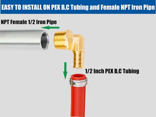 Vista 4 de WHK Paquete de 12 adaptadores de codo PEX de 1/2 pulgada de 1/2 pulgada Pex a macho NPT roscados de 90 grados para conectar tubería Pex B