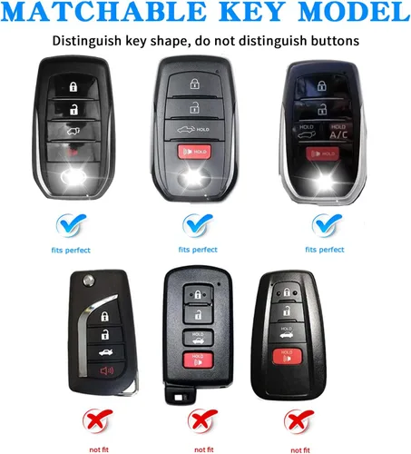 Vista 2 de QBUC Funda para llavero Toyota con llavero, compatible con Toyota Venza Corolla Cross Grand Highlander Tundra RAV4 Prime Prius Land Cruiser Sequoia