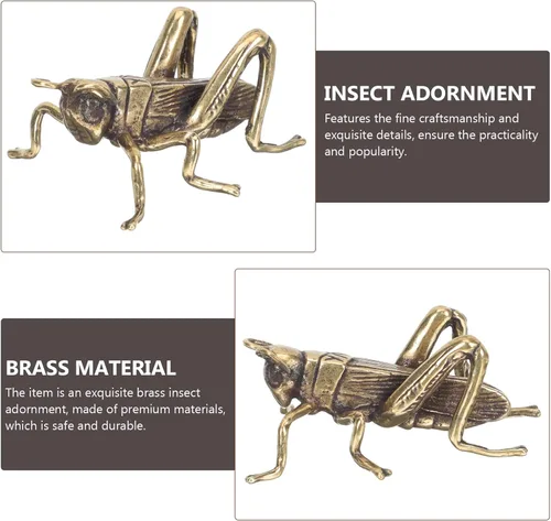 Vista 7 de LUOZZY 2 figuras de grillos de latón para manualidades, grillos de mesa, decoraciones de escritorio para el hogar
