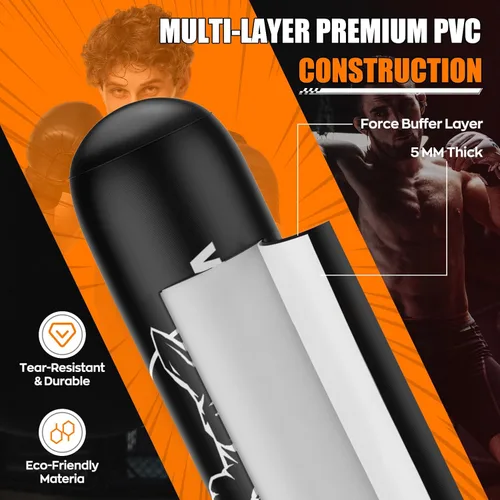Vista 4 de Saco de boxeo de pie para adultos y adolescentes, bolsa de boxeo inflable con soporte, equipo de entrenamiento de kickboxing para MMA, Muay Thai