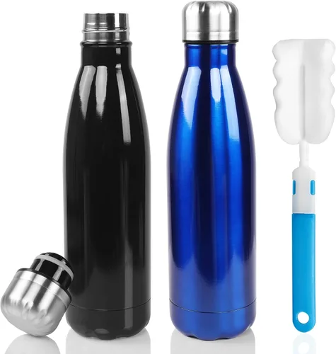 Vista 12 de Sfee Botella de agua aislada, botellas de agua de acero inoxidable de 17 onzas, botellas de agua reutilizables al vacío de doble pared a prueba