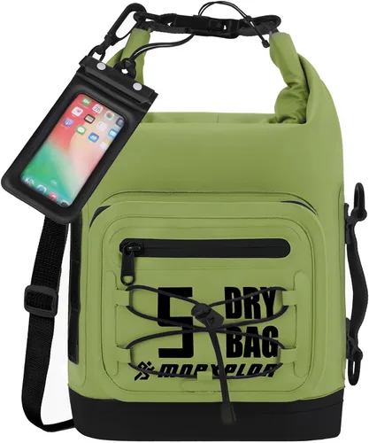 Vista 64 de MORXPLOR Bolsa seca impermeable, 5L/10L/20L/30L/40L/55L Mochila seca con funda impermeable para teléfono para natación, kayak