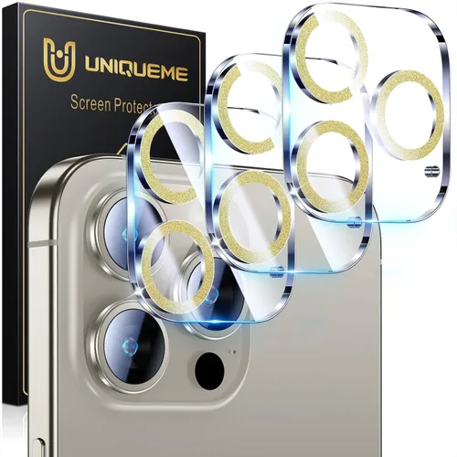 Vista 53 de UniqueMe para Paquete de 3 Protectores de Lente de Cámara para iPhone 15 Pro/iPhone 15 Pro Max, [Protección contra Caídas] [Compatible con Fundas]