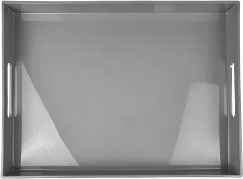Vista 20 de Bandeja decorativa azul para mesa de café, bandeja de servir redonda de plástico con cuentas para encimera de cocina, otomana, sala de estar, (13")