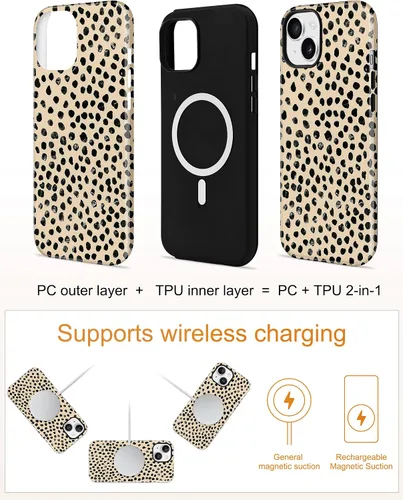 Vista 131 de Jusy Funda compatible con MagSafe con estampado de caparazón de tortuga marrón para iPhone 7/8/SE, cubierta protectora de TPU suave magnética