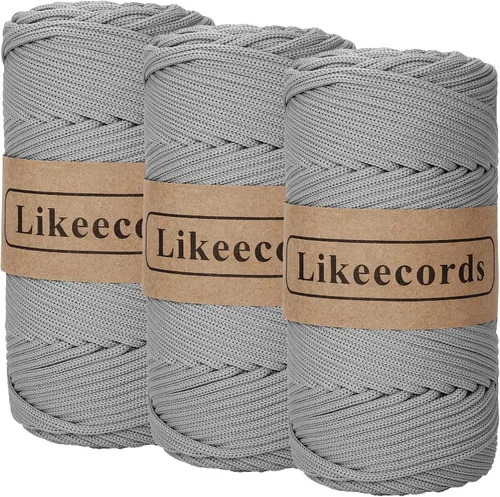 Vista 19 de Likeecords Cordón de macramé trenzado de poliéster de 0.157 in, 140 yardas, 426 pies, hilo elástico para bolsa de ganchillo para manualidades