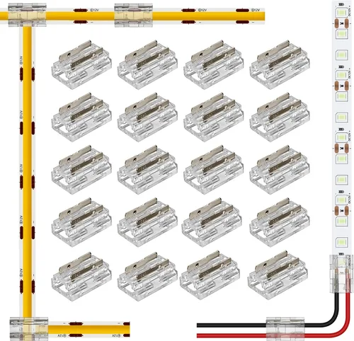 Vista 9 de RGBZONE 10 conectores de tira LED de 2 pines, 0.315 in de ancho, sin cables, sin cables, sin soldadura, conector rápido para tiras de luz LED de un
