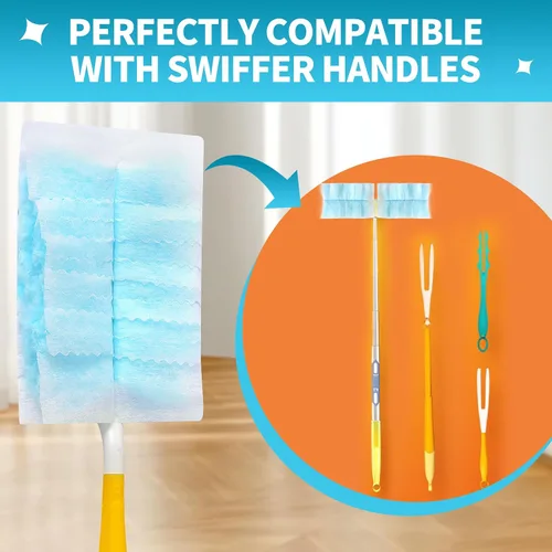 Vista 6 de Recambios de plumero de microfibra desechables, plumero multisuperficie compatible con mango Swiffer, 30 unidades, sin perfume