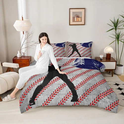 Vista 20 de Juego de ropa de cama de baloncesto para niños y adolescentes, juego de edredón deportivo para niños, tamaño matrimonial, suave, ligero, decoración