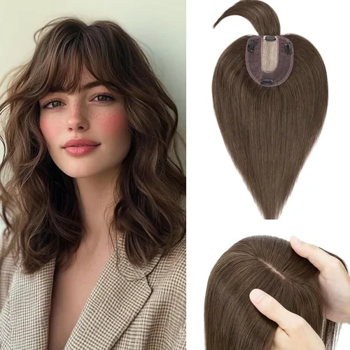 Vista 41 de Rich Choices Pelucas con topper de cabello para mujeres, cabello humano real 100% Remy, sin flequillo, para mujeres con adelgazamiento en la parte
