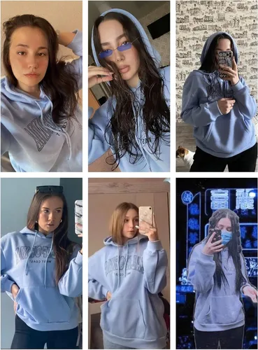 Vista 4 de SOLY HUX Sudadera con capucha para mujer, estilo casual, de California, de Los Ángeles, con cordón, Azul