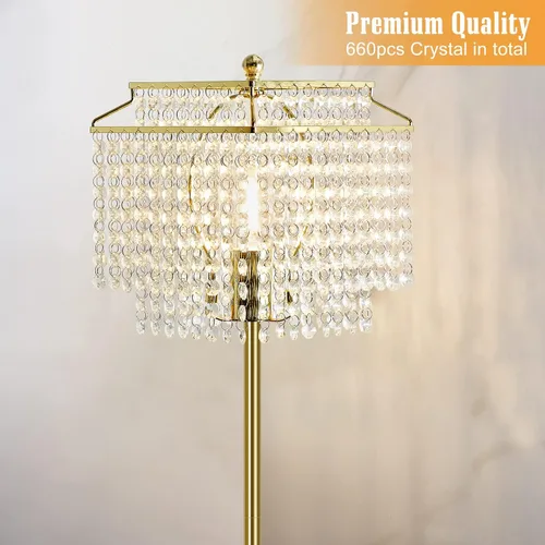 Vista 3 de Luvkczc Juego de lámparas de mesa y lámpara de pie, lámpara de mesa de cristal con puertos USB+lámparas de pie de cristal, juego de 2, lámparas