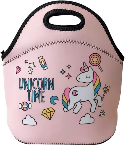 Vista 21 de allydrew Bolsa de almuerzo de neopreno aislada con cremallera para lonchera, plátanos y rayas