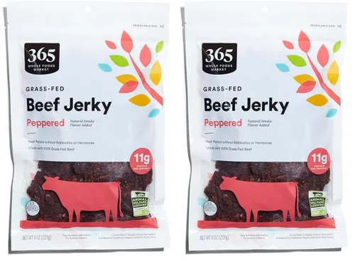 Vista 5 de 365 by Whole Foods Market, Carne seca alimentada con pasto, sabor a humo natural, 8 onzas