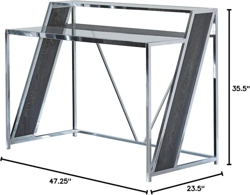 Vista 3 de Coaster Furniture Alamosa 805541 - Escritorio de cristal cromado y transparente