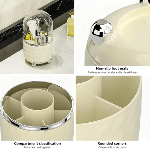 Vista 5 de DASITON Organizador de brochas de maquillaje, organizador y almacenamiento de maquillaje giratorio de 360°, organizador de cosméticos giratorio