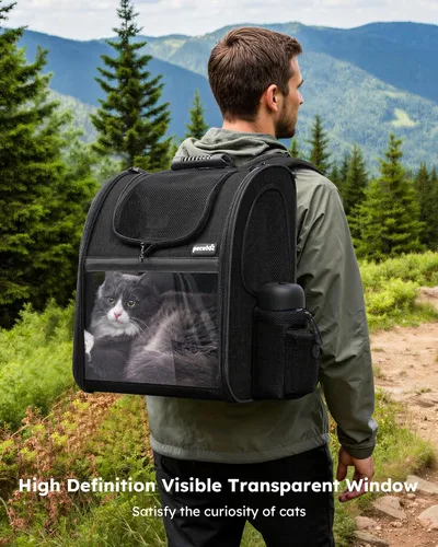 Vista 3 de Pecute - Mochila para mascotas, extensible con malla transpirable para perros pequeños, gatos, mochila para mascotas, para senderismo, viajes