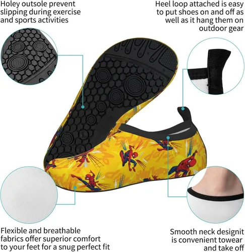 Vista 6 de FANSUN Favorite Superheros - Zapatos de agua para niños, ligeros, antideslizantes, descalzos, de secado rápido, para deportes, piscina, playa