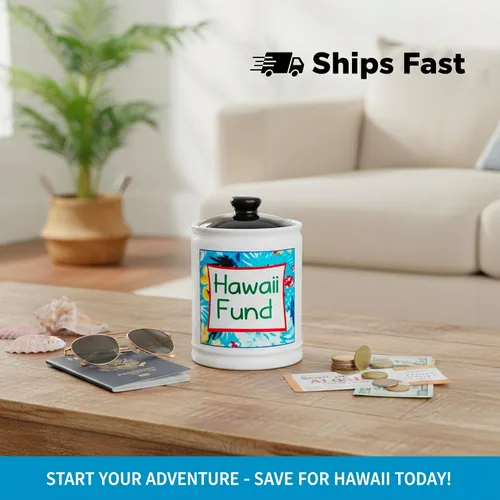 Vista 8 de Cottage Creek Tarros Hawaii Fund Travel Bank – Alcancía de cerámica para vacaciones y viajes esenciales para mujeres, hombres, parejas Regalo