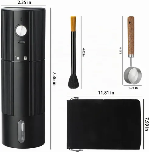 Vista 3 de Molinillo de café portátil, molinillo de café eléctrico con 45 ajustes ajustables, molinillos de café recargables para expreso, viajes, campamento