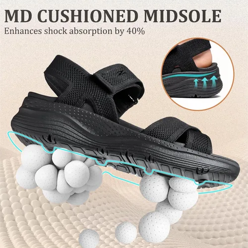 Vista 5 de Bravover Sandalias ortopédicas para caminar para mujer, cómodas, con soporte de arco para fascitis plantar, con correa ajustable ultraligera