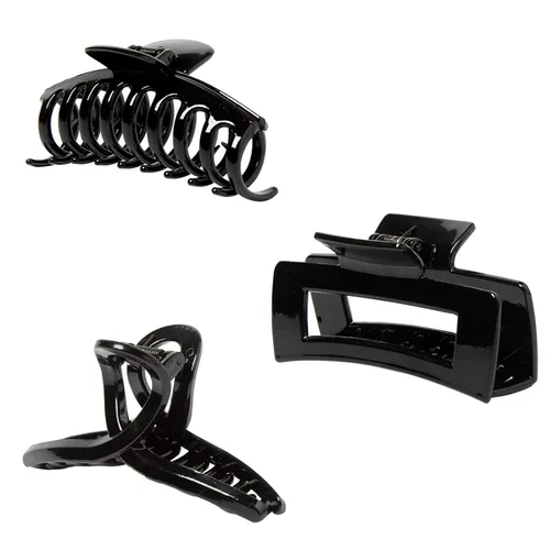 Vista 15 de Pinzas grandes para el cabello grueso, fino y fino, dientes de sujeción fuerte, pinzas de mandíbula granate entrelazadas para mujeres, juego de 3