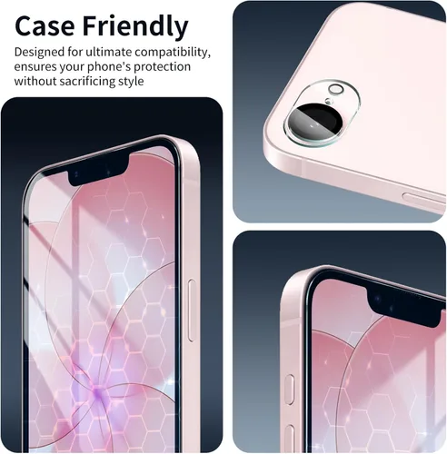 Vista 8 de Paquete de 2+2 protectores de pantalla de vidrio templado antiluz azul y protector de lente de cámara para iPhone 17e/16e, protección ocular