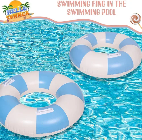 Vista 3 de Flotadores inflables de piscina para adultos, flotadores inflables para anillo de natación para adultos, balsa de piscina inflable para verano