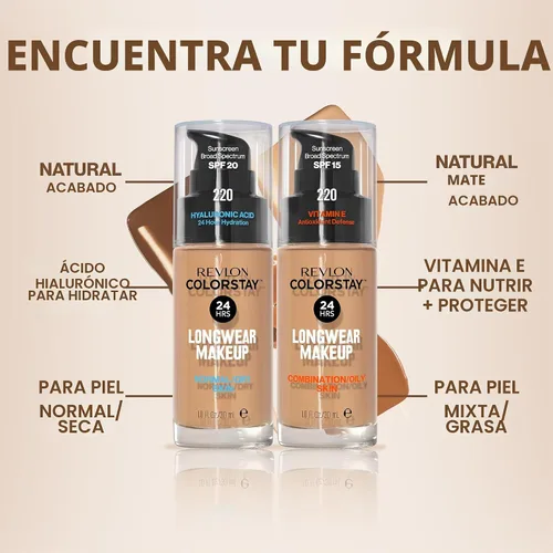 Vista 6 de Revlon ColorStay Maquillaje líquido para combinación/grasosa, 30ml, Fresh Beige