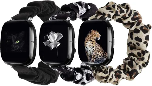 Vista 10 de GTHY Compatible con bandas Fitbit Sense/Versa 3/Versa 4/Sense 2, para mujeres, correas de repuesto de tela de coletero, accesorios, talla L