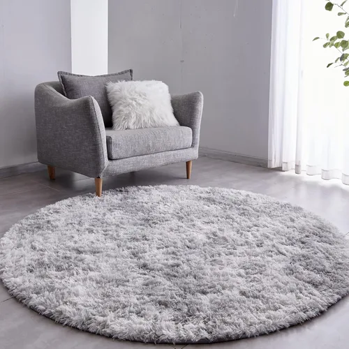 Vista 13 de FJZFING Alfombra Redonda Negra Ultra-Suave de Felpa Moderna 4x4 Alfombra de Área Circular para Dormitorio de Niños, Alfombra Circular Esponjosa Shag