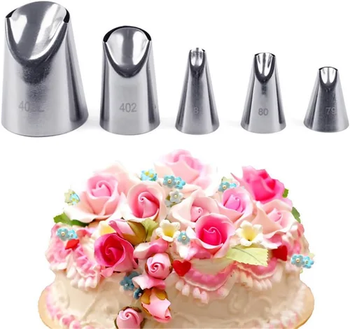 Vista 13 de FantasyDay 5 piezas de acero inoxidable rosa flor tuberías puntas tuberías boquillas decoración pasteles suministros galletas magdalenas glaseado