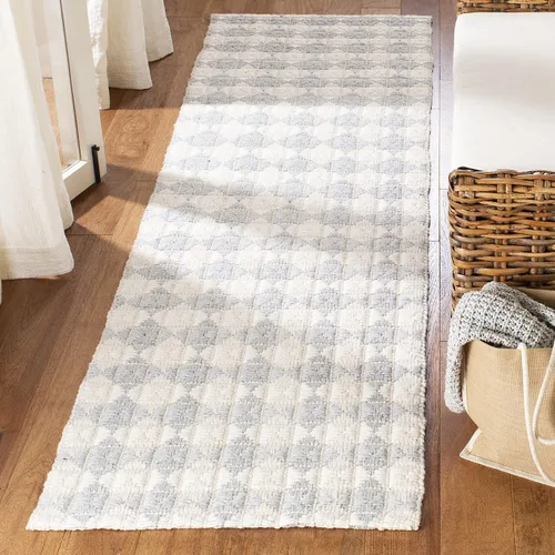 Vista 6 de SAFAVIEH Natura Collection - Alfombra de pasillo, 2 pies 3 pulgadas x 8 pies, gris y marfil, viscosa y lana hecha a mano, ideal para zonas de alto