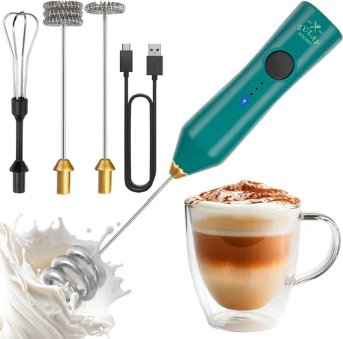 Vista 82 de Zulay Milk Boss Espumador de leche potente manual, hace espuma para latte, batidor para mezclar bebidas, café, miniespumador para capuchino, frappé