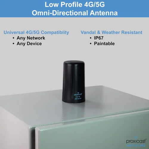 Vista 2 de Proxicast Antena de montaje de tornillo omnidireccional 4G/5G resistente al vandalismo de bajo perfil – Cable coaxial de 10 pies – para Cisco 1