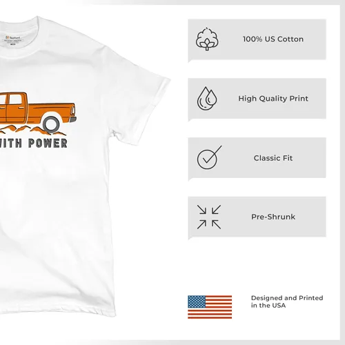 Vista 210 de Tee Hunt Camisetas gráficas y camisetas sin mangas para hombre Roll with Power Pickup Truck