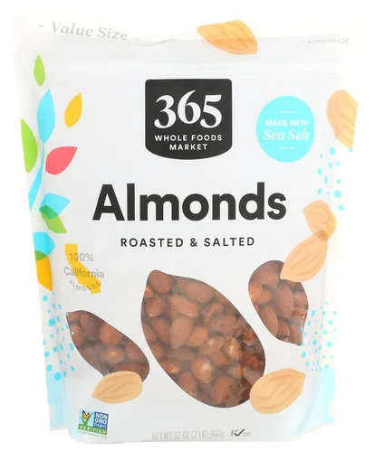 Vista 5 de 365 by Whole Foods Market, Almendras tostadas y sin sal, 16 onzas