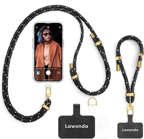 Vista 17 de 2 Almohadillas Cordón para Teléfono Ajustable Crossbody Correa para Cuello de Teléfono Celular Universal Cordón de Muñeca para Teléfono Móvil + 2pcs