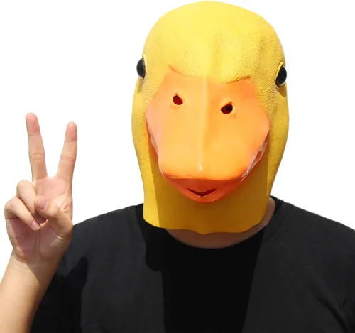Vista 8 de PartyHop - Máscara de pato amarillo - Máscara de látex de Halloween de cabeza completa