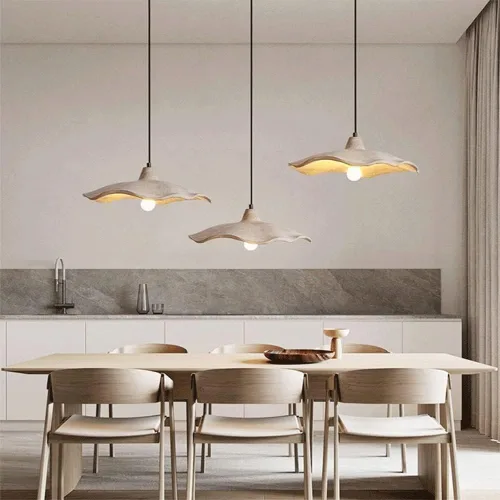 Vista 2 de Nordic Large Pendant Lights, Modern Gray Concrete Shade Hanging Pendant Lamp, Vintage Farmhouse Industrial Chandelier for Kitchen Island Dining Room