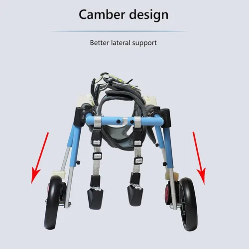 Vista 2 de Silla de perro de 4 ruedas ajustable, silla de ruedas para perro, sillas de ruedas para perros para patas delanteras, soportes para piernas