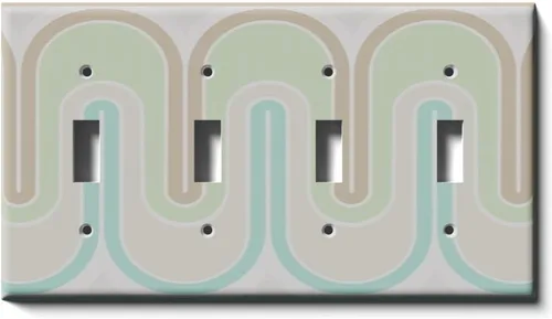Vista 8 de Placa decorativa de salida - Verde Retro Waves - Receptáculo doble dúplex