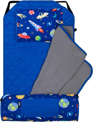 Vista 3 de Wildkin Mochila infantil de 12 pulgadas con moderna alfombrilla para siesta (fuera de este mundo)