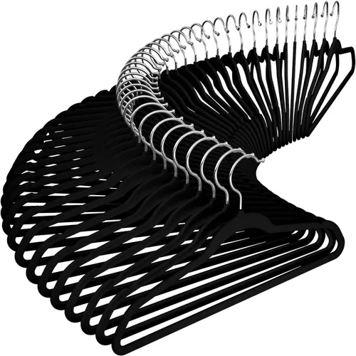 Vista 7 de Perchas de Terciopelo para Ropa (Paquete de 50) Resistentes y Duraderas Perchas para Trajes Perchas de Colores Vibrantes Ligeras que Ahorran Espacio