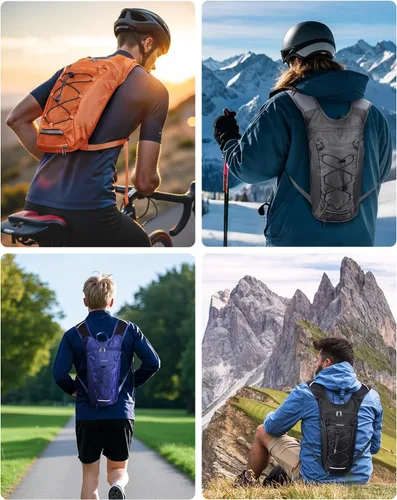 Vista 7 de Blue Quartz Mochila de hidratación con bolsa de agua de 2 L, mochila de agua de senderismo para mujeres y hombres, mochila ligera de ciclismo