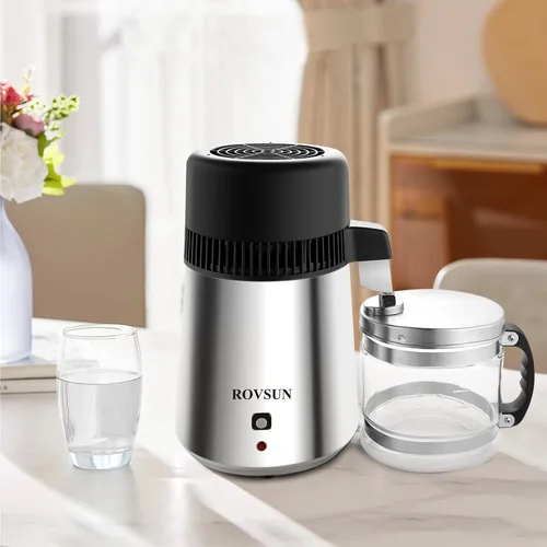 Vista 8 de ROVSUN【Actualizado】Destilador de agua de 1.1 galones/4L de acero inoxidable para el hogar, máquina destiladora de agua de 750 W, destilador de agua