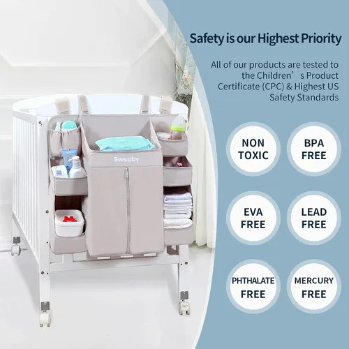 Vista 6 de Sweeby Organizador de pañales para cambiador y cuna, apilador de pañales para guardería, organizador colgante para artículos esenciales del bebé